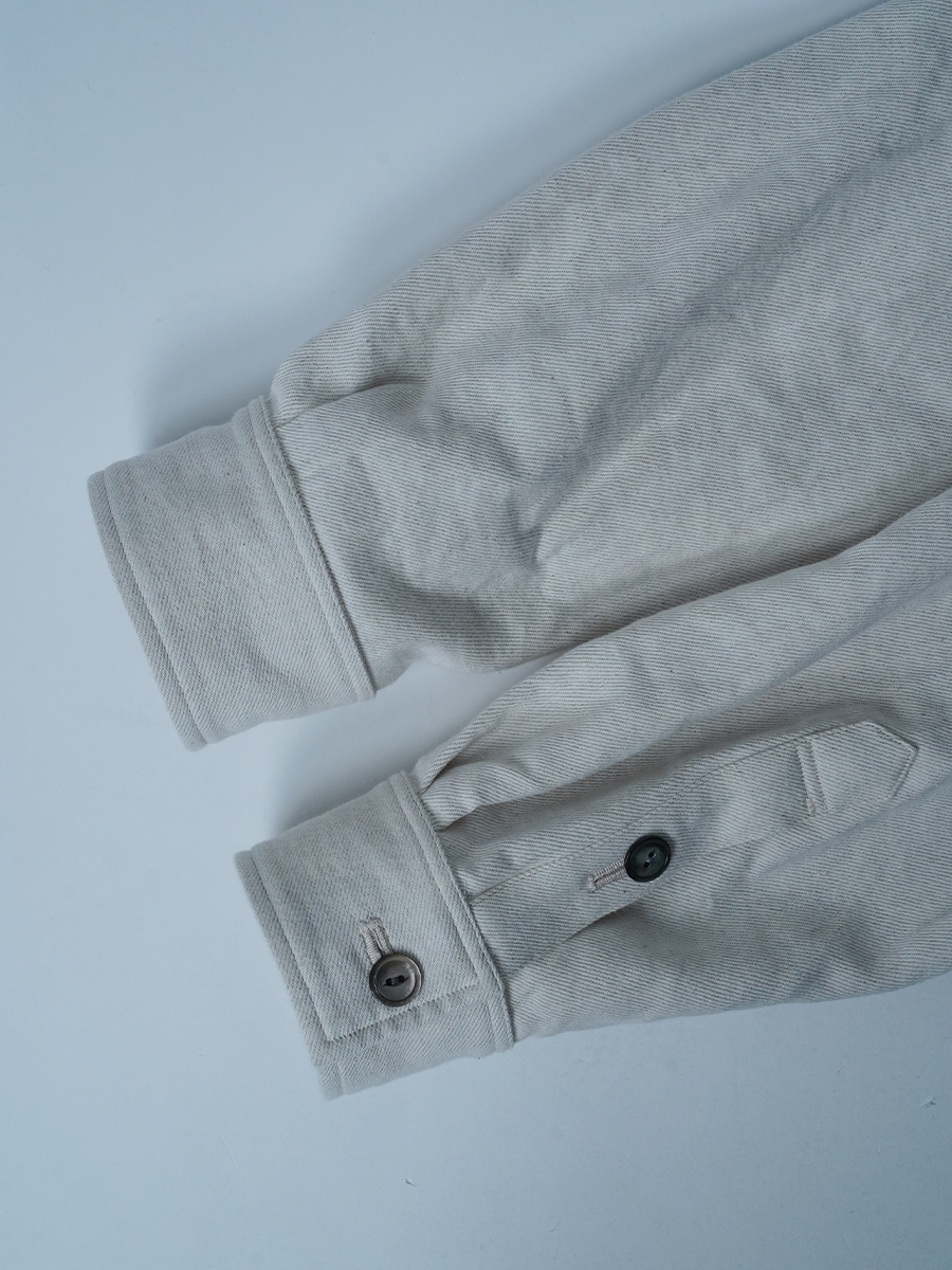 【サンプル作品/Lサイズ】メガネポケット付き リネンデニムデニムシャツ / ナチュラル sample-c0077