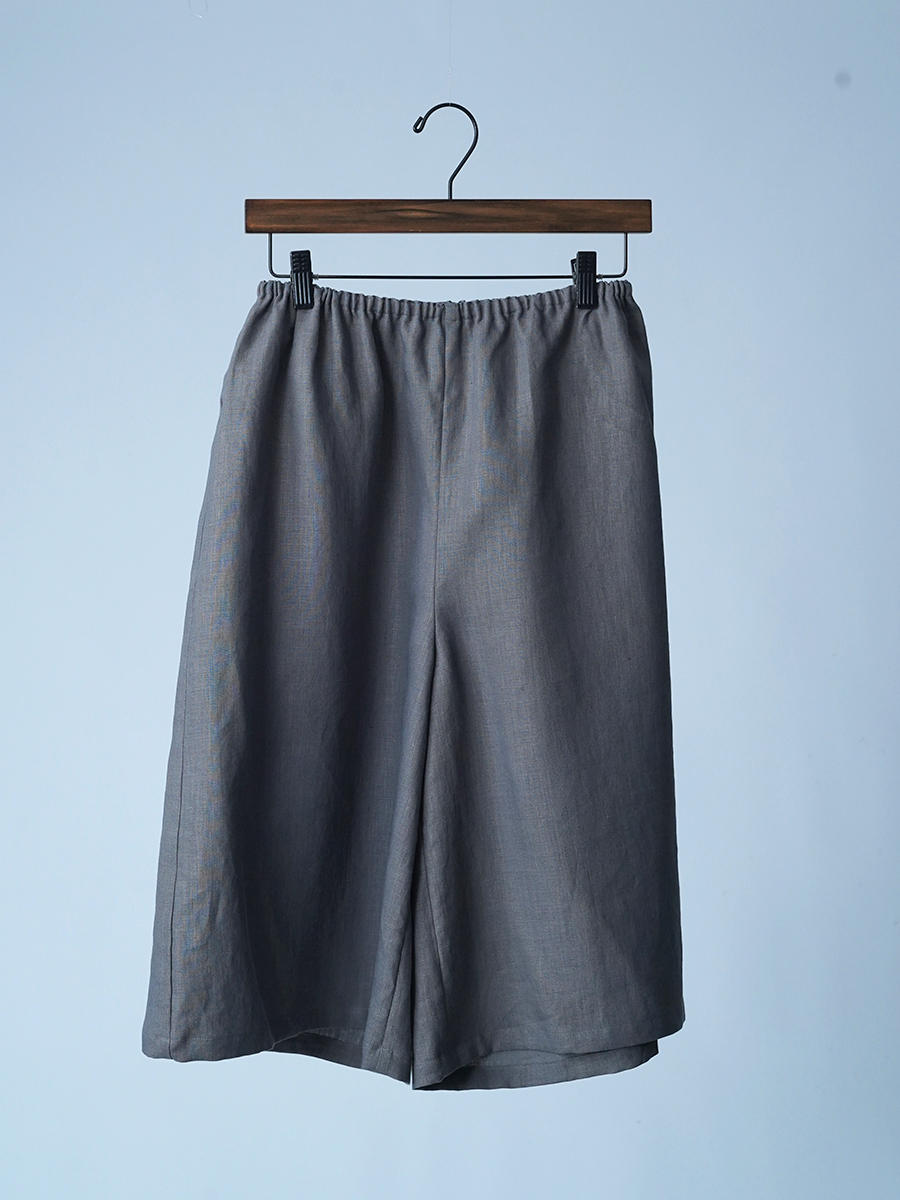 【サンプル作品】ロング丈 リネンペチパンツ / 鈍色 sample-c0087