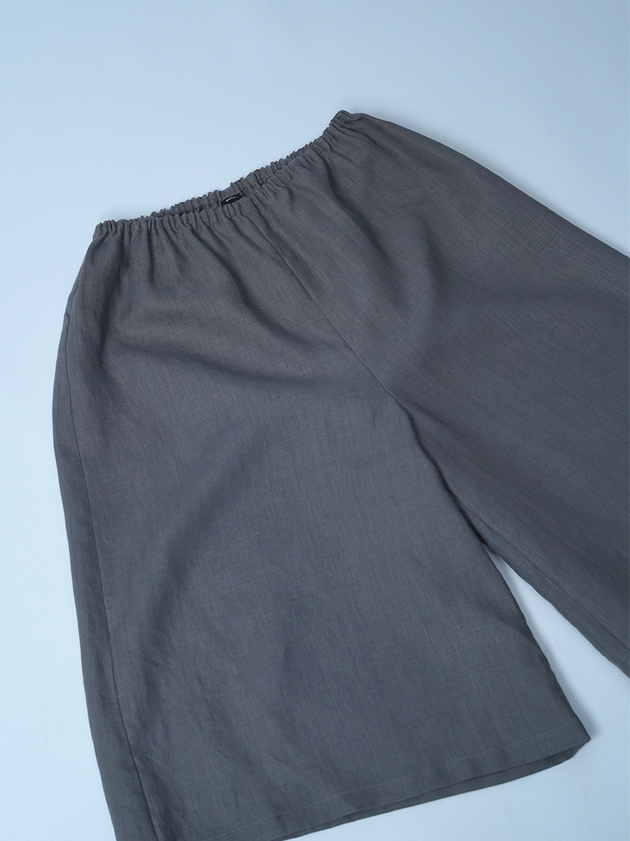 【サンプル作品】ロング丈 リネンペチパンツ / 鈍色 sample-c0087