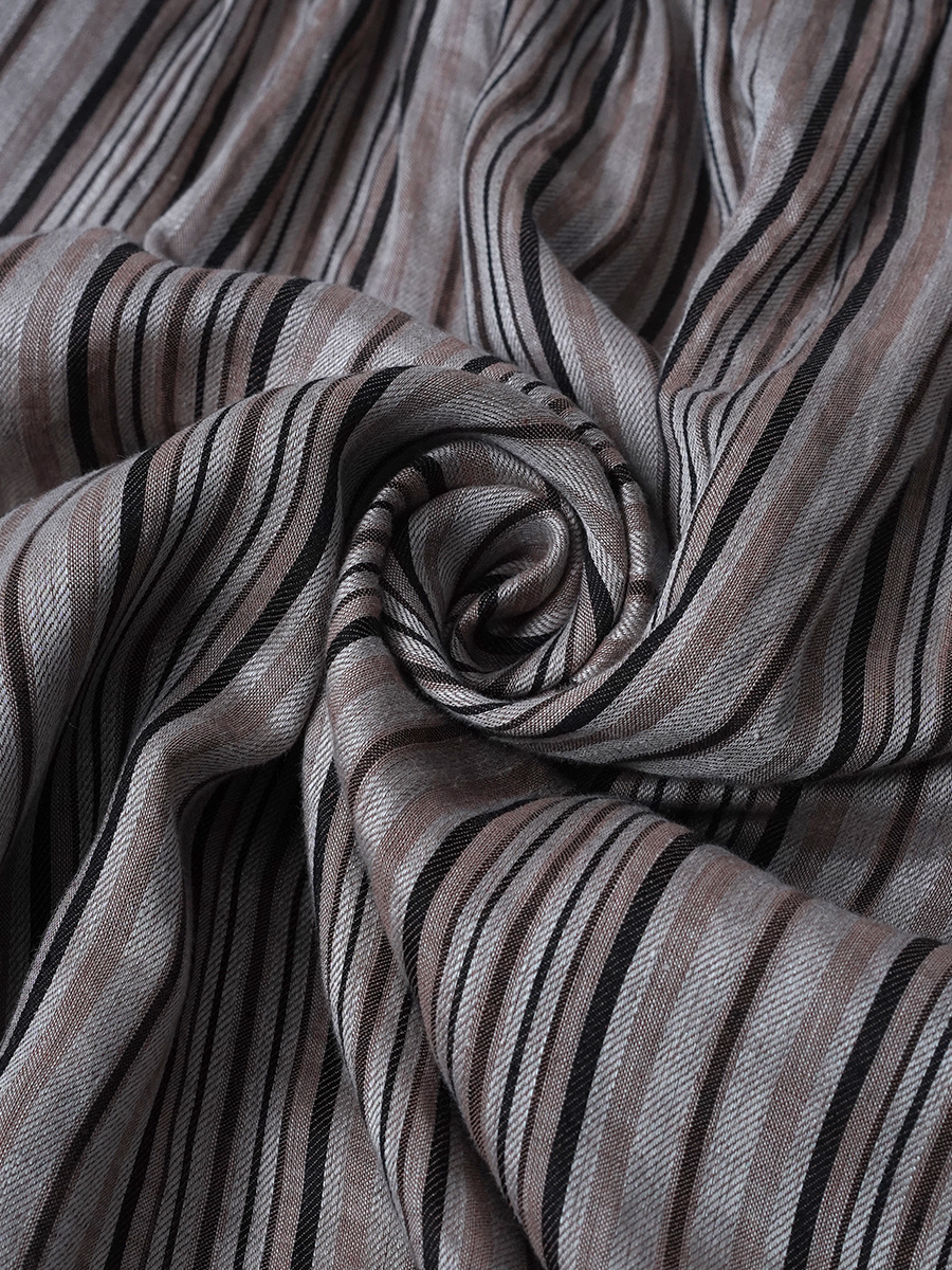 サンプル作品】リネンストライプ柄 タブリエ / ストライプ柄ブラウン