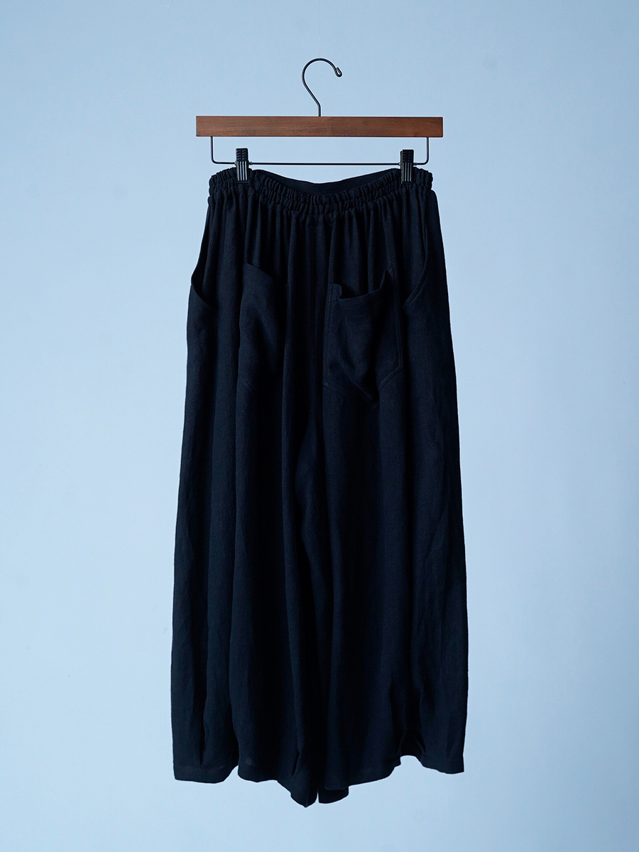 【サンプル作品】リネン梨地 ワイドイージーパンツ / ブラック sample-c0132