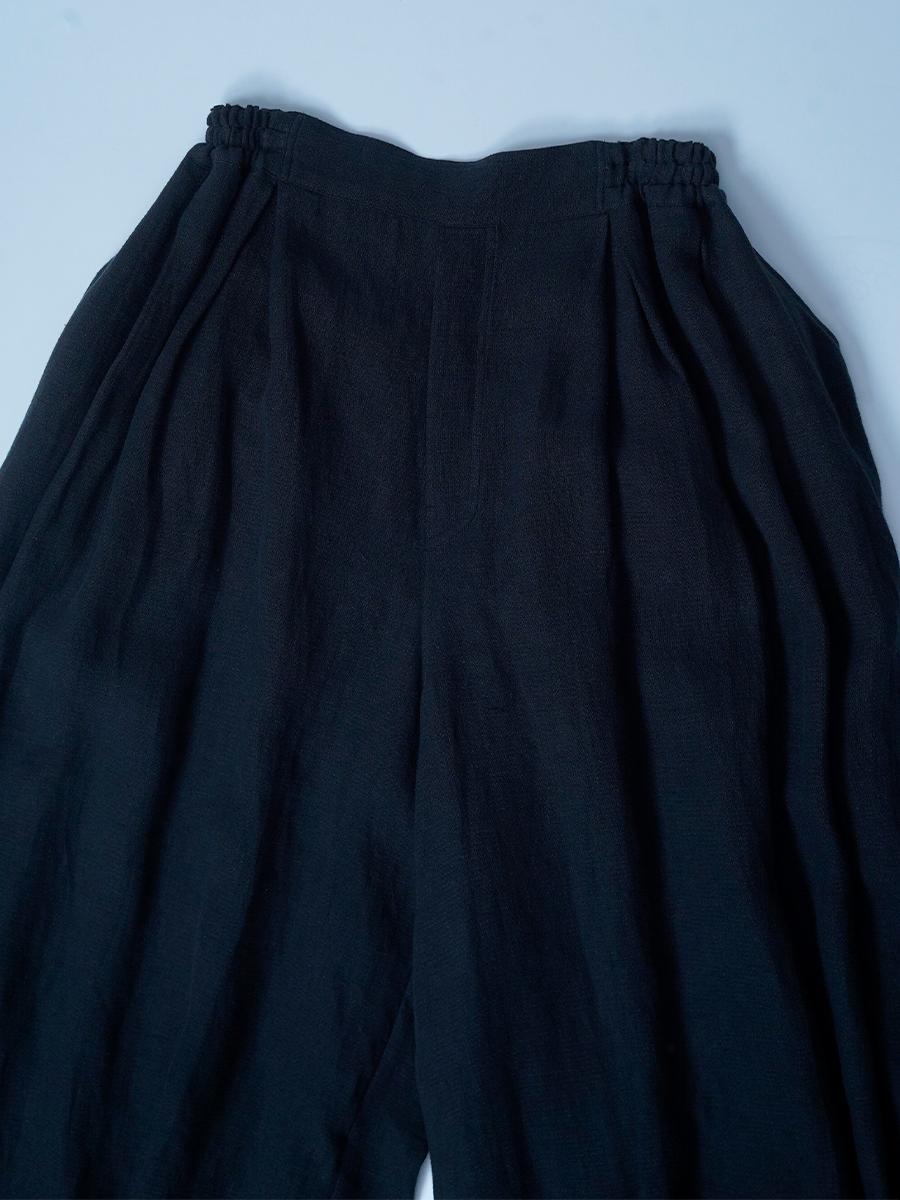 【サンプル作品】リネン梨地 ワイドイージーパンツ / ブラック sample-c0132