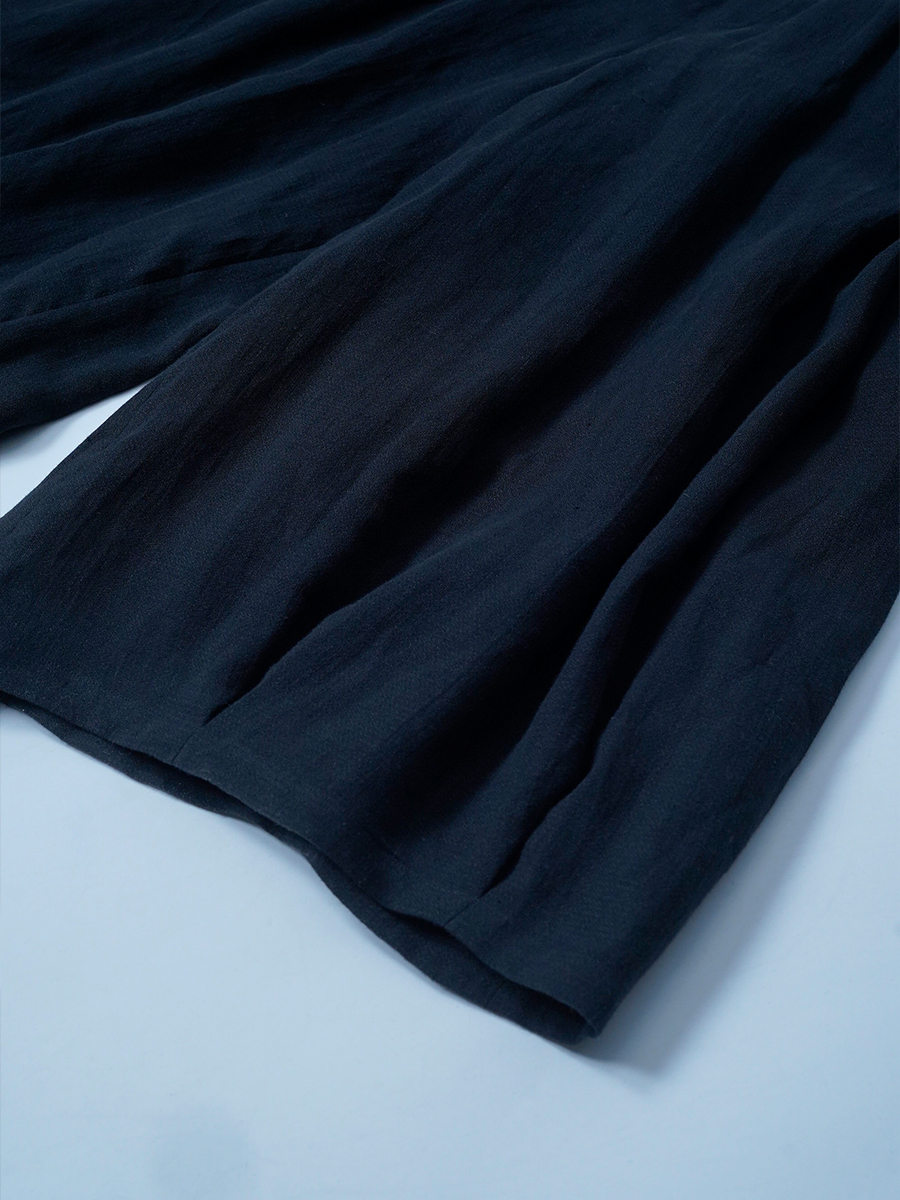 【サンプル作品】リネン梨地 ワイドイージーパンツ / ブラック sample-c0132