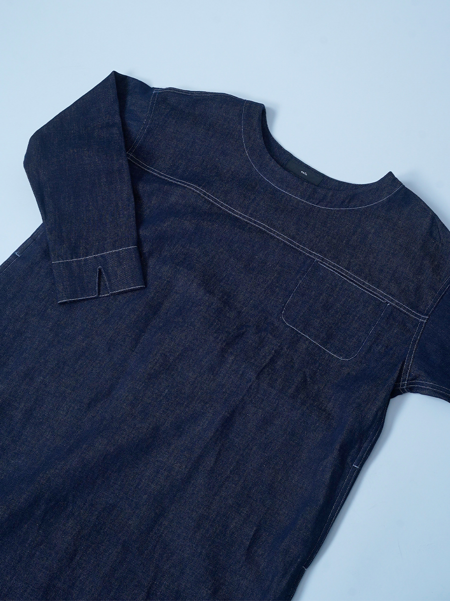 【サンプル作品】リネンデニム ロングワンピース / ダークインディゴ sample-c0134