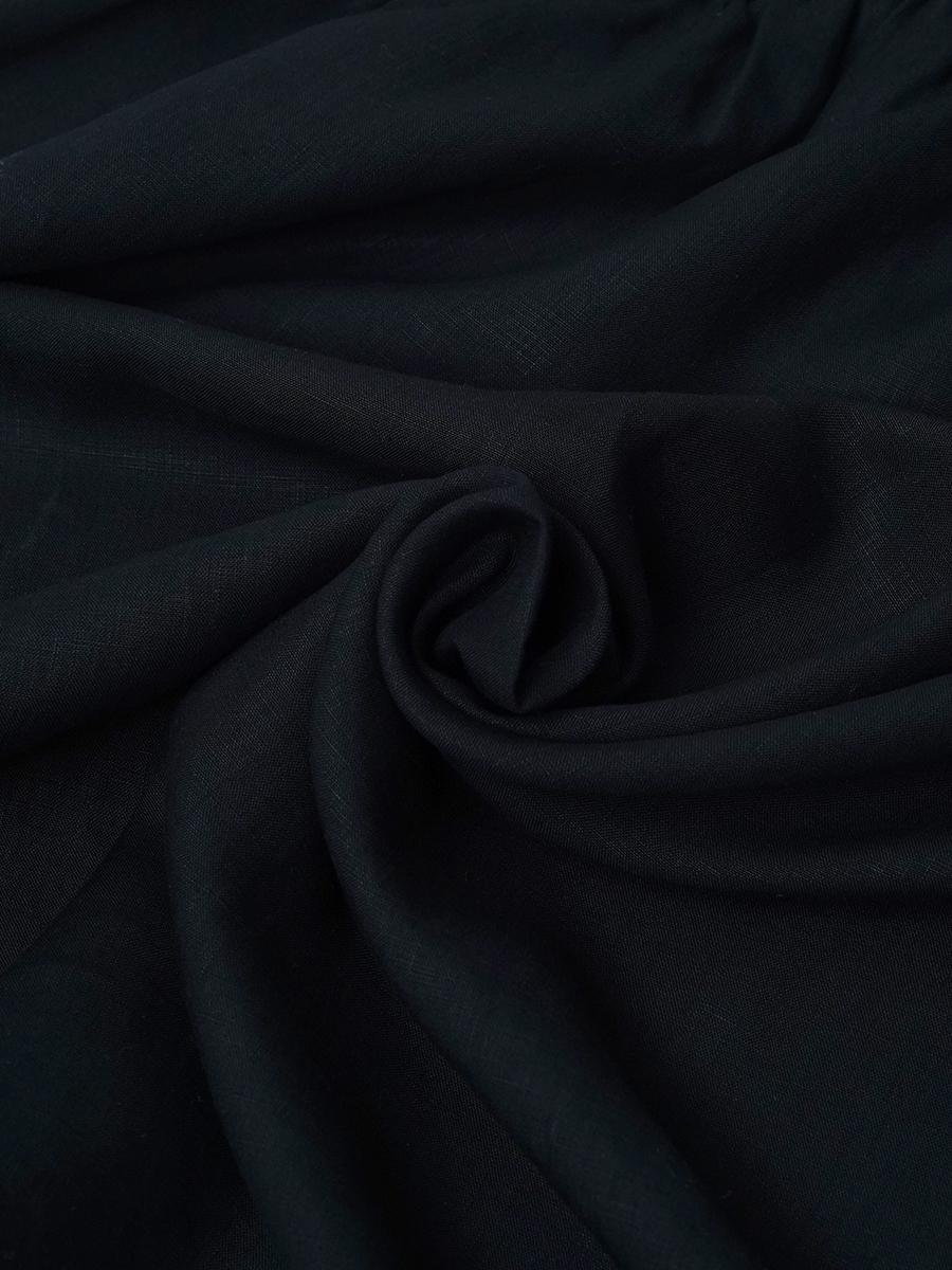 【サンプル作品】ポワン袖 リネンドレス / 黒色 sample-c0135