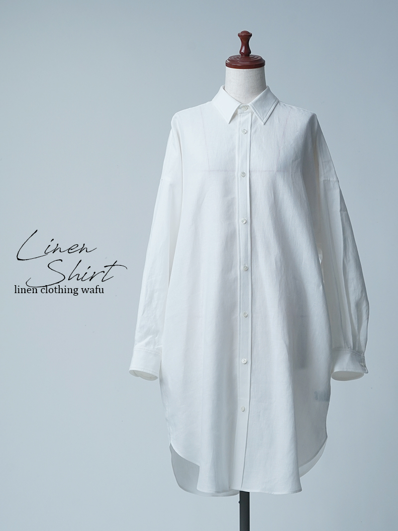 サンプル作品】ビッグシルエット リネンシャツ / 白色 sample-c0140