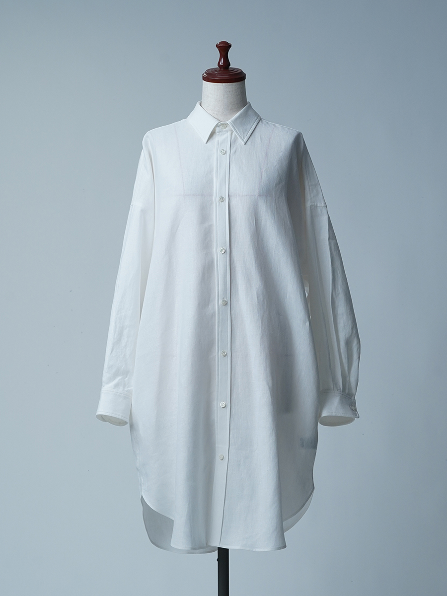 wafu. リネンシャツ ゆったり 小粋なビックシルエットシャツ リネンシャツ】ゆったり 小粋なビックシルエット シャツ ／ 白色 t021a