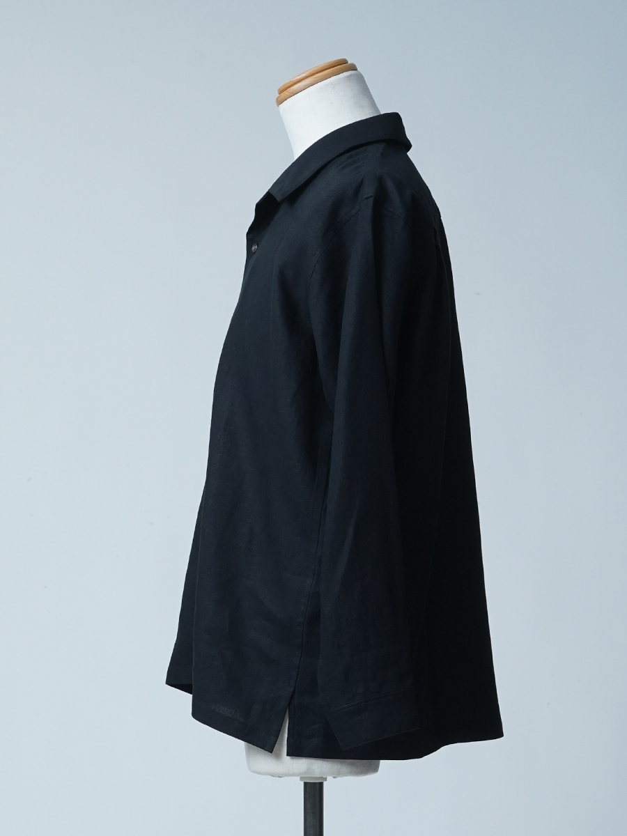 【サンプル作品】オープンカラー リネンシャツ / 黒色 sample-c0142