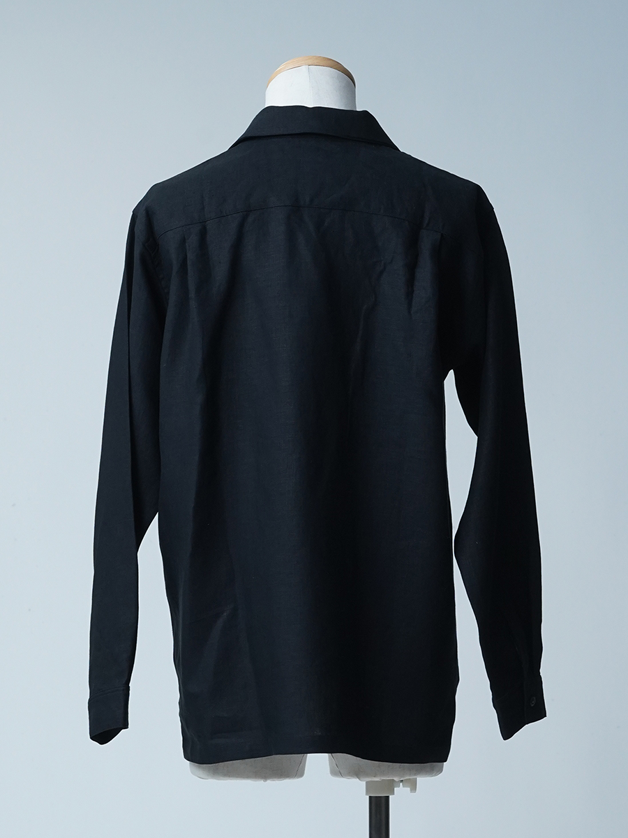 【サンプル作品】オープンカラー リネンシャツ / 黒色 sample-c0142