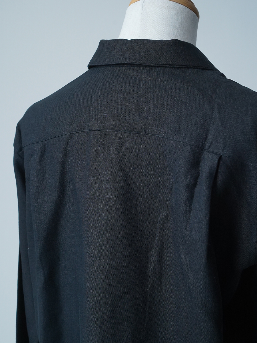 【サンプル作品】オープンカラー リネンシャツ / 黒色 sample-c0142