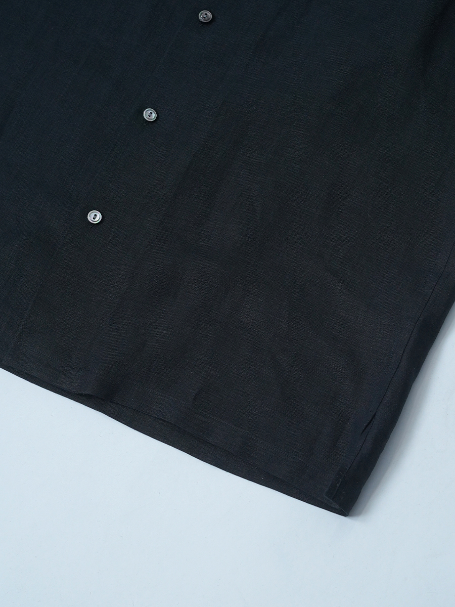 【サンプル作品】オープンカラー リネンシャツ / 黒色 sample-c0142