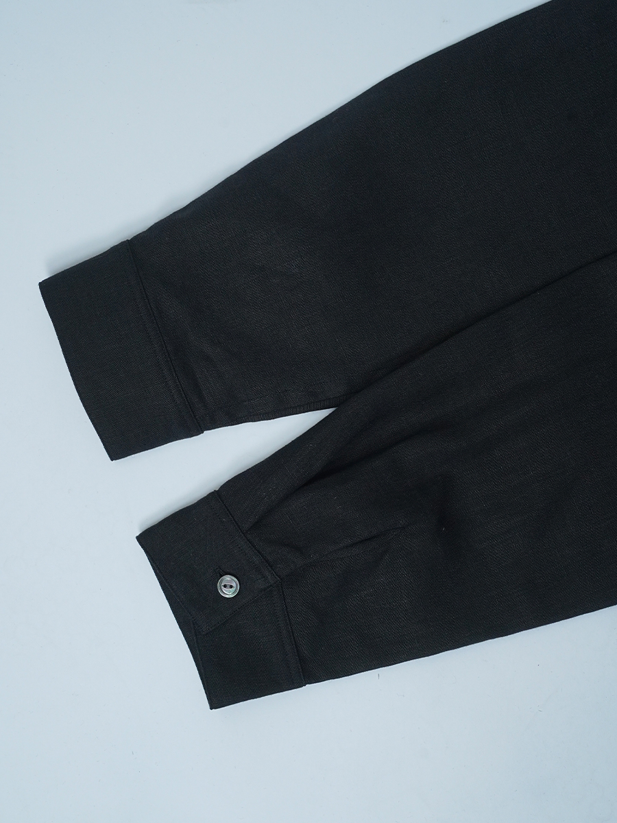 【サンプル作品】オープンカラー リネンシャツ / 黒色 sample-c0142