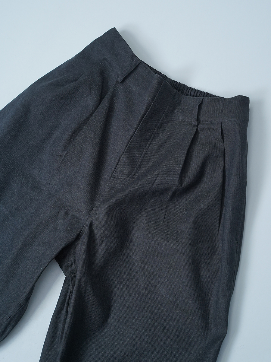 【サンプル作品/Mサイズ】ウエストタック入 リネンソロテックス パンツ / ダブグレイ sample-c0146