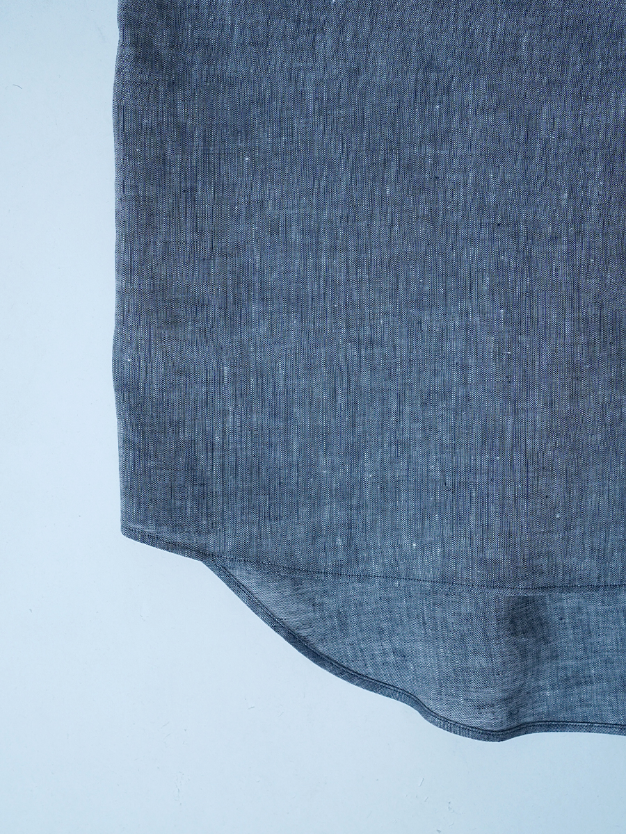 【サンプル作品】 大きなVネック リネンシャンブレー ブラウス/ ネイビー sample-c0171