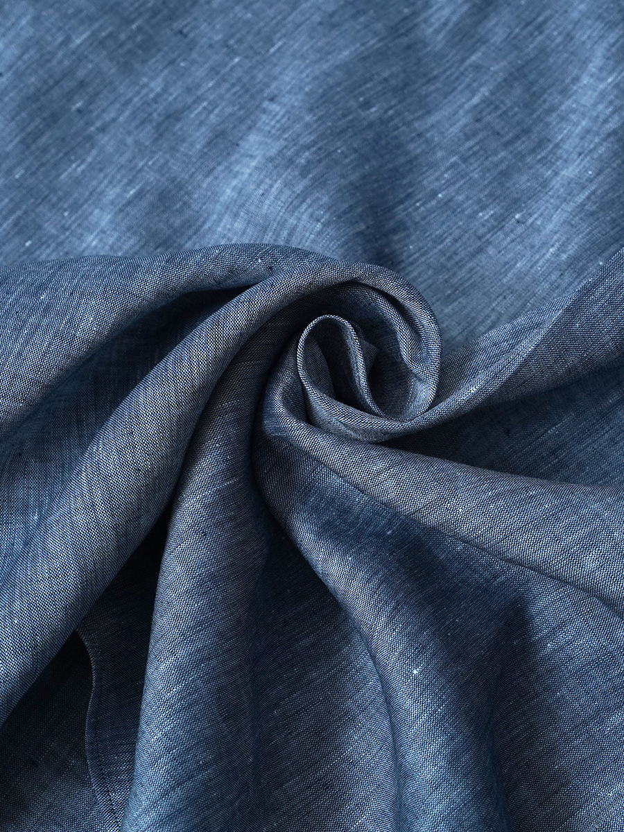 【サンプル作品】 大きなVネック リネンシャンブレー ブラウス/ ネイビー sample-c0171