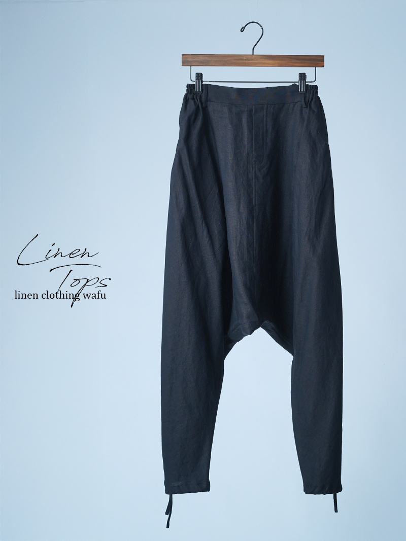 individual sentiments ブラック リネン サルエルパンツ 見本品】リネンパンツ サルエルパンツ / 黒色 sample-c254