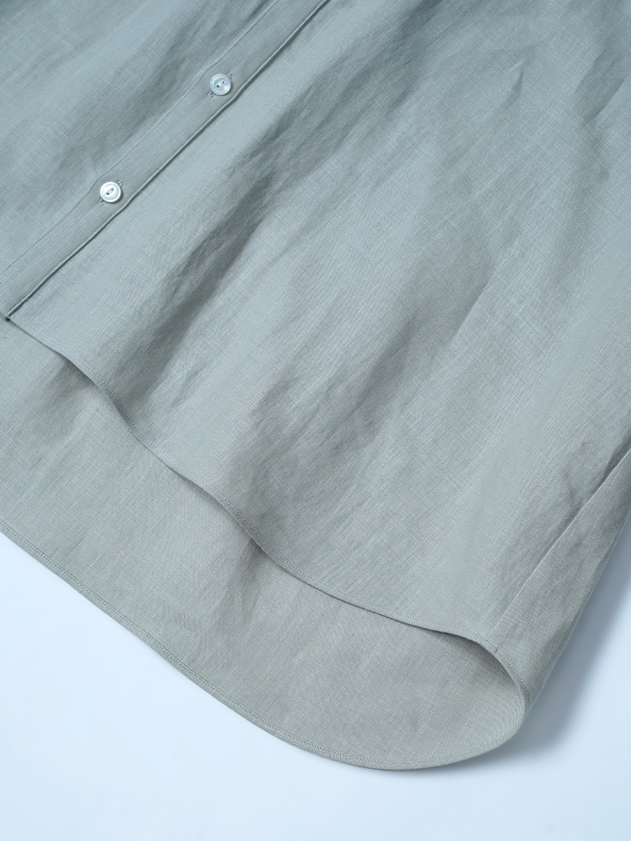 【見本品/Lサイズ】リネンブラウス プザムシャツ / 白緑(びゃくろく) sample-d0074