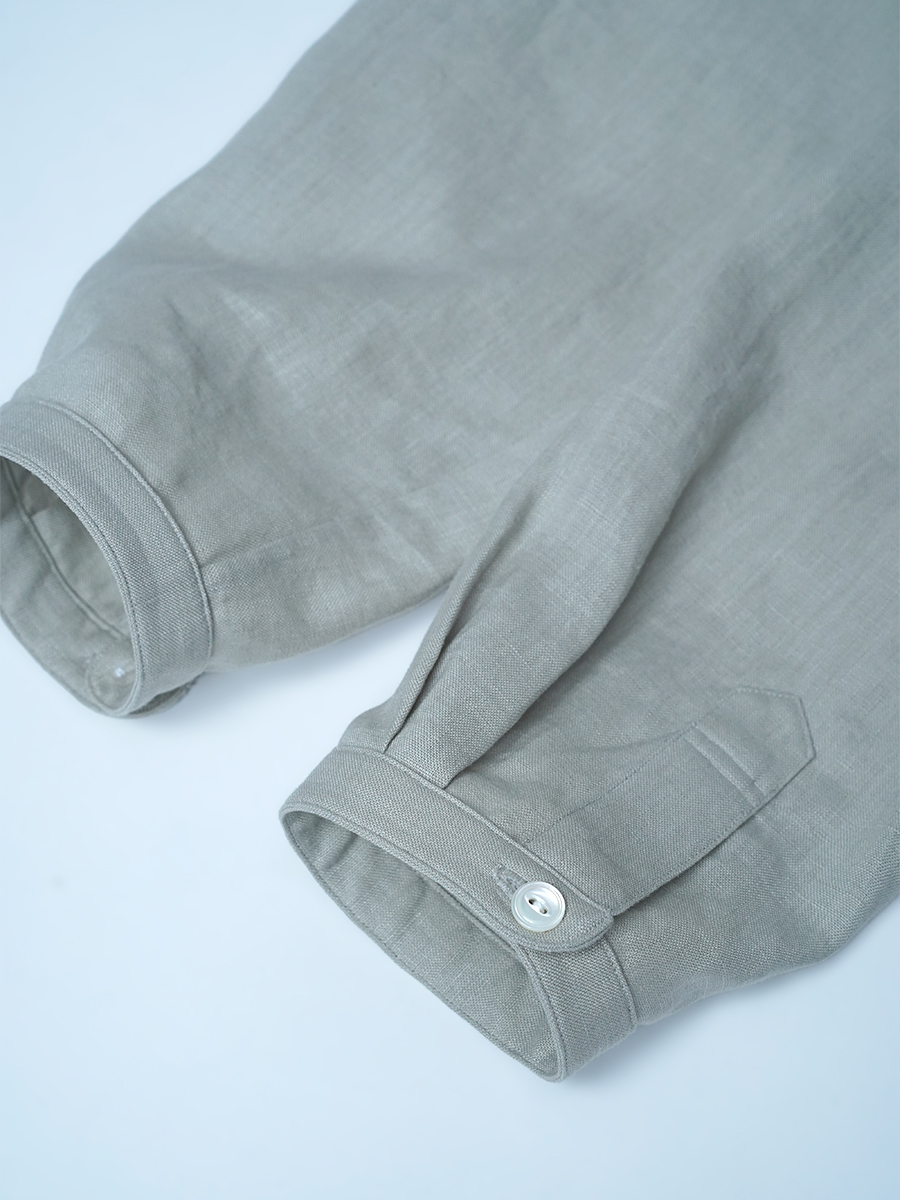 【見本品/Lサイズ】リネンブラウス プザムシャツ / 白緑(びゃくろく) sample-d0074