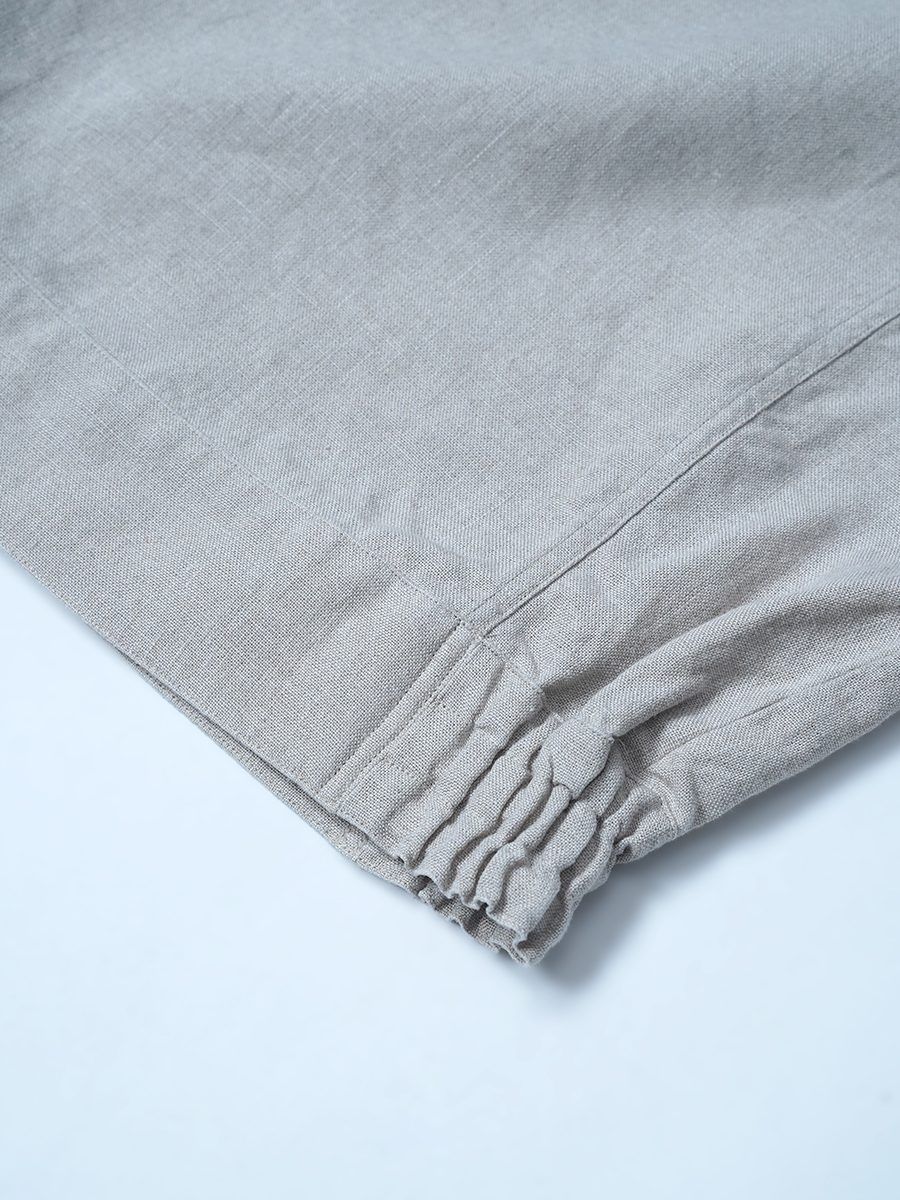 【見本品/Lサイズ】スウェット風トップス 長袖 クルーネック / 亜麻ナチュラル sample-d0121