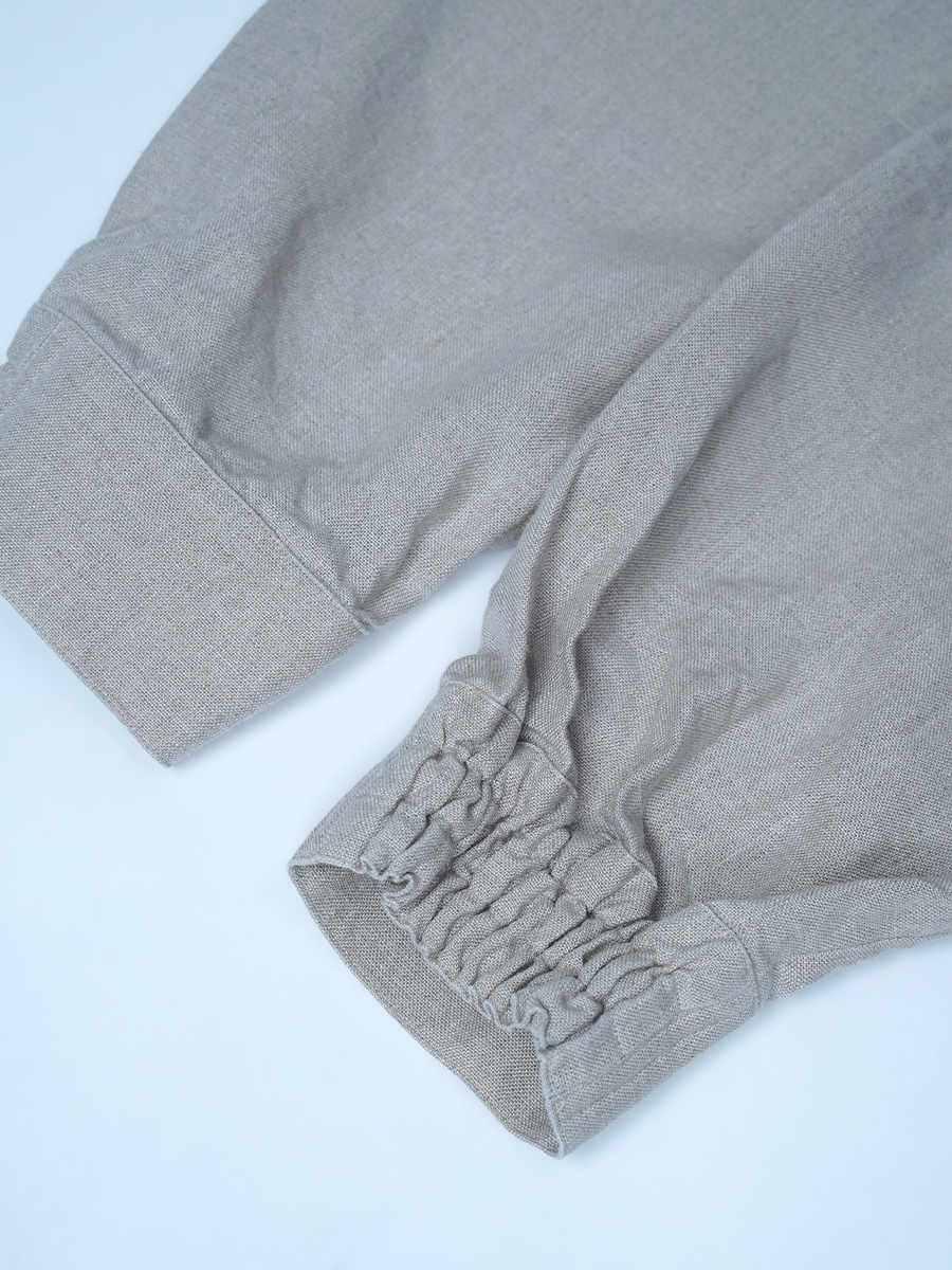 【見本品/Lサイズ】スウェット風トップス 長袖 クルーネック / 亜麻ナチュラル sample-d0121