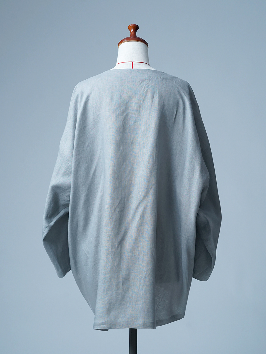 【見本品】リネンカーディガン Vネック リネンカーデ / 銀鼠(ぎんねず) sample-d0144