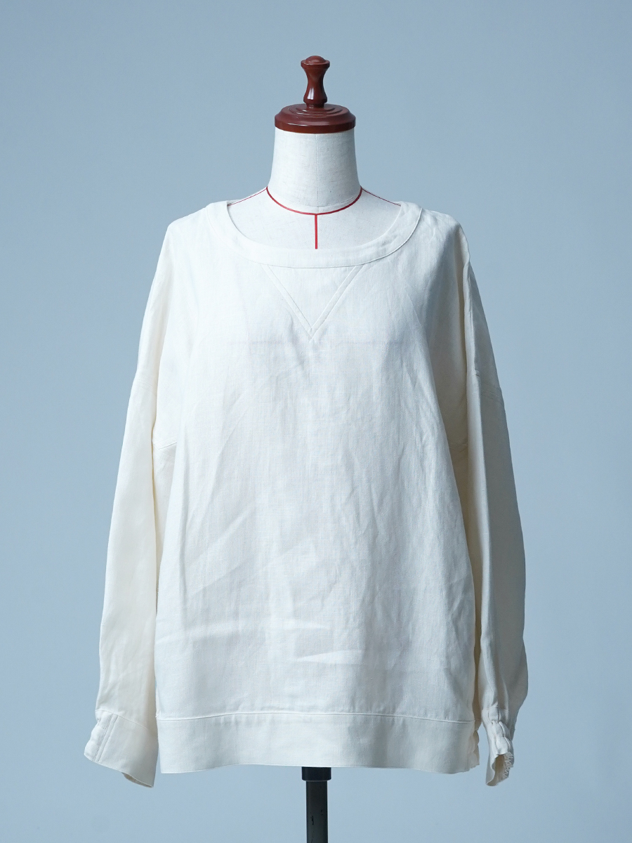 【見本品/Lサイズ】リネンスウェット リブ付き リネンプルオーバー 長袖トップス / セイロン sample-d0242