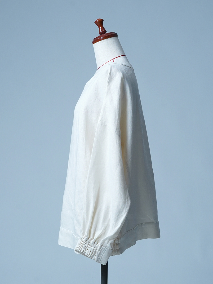 【見本品/Lサイズ】リネンスウェット リブ付き リネンプルオーバー 長袖トップス / セイロン sample-d0242