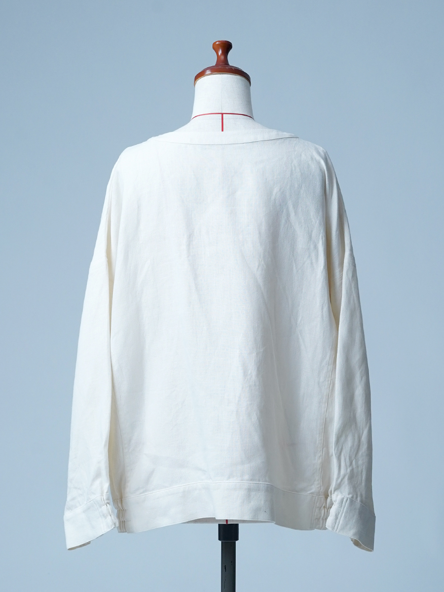 【見本品/Lサイズ】リネンスウェット リブ付き リネンプルオーバー 長袖トップス / セイロン sample-d0242