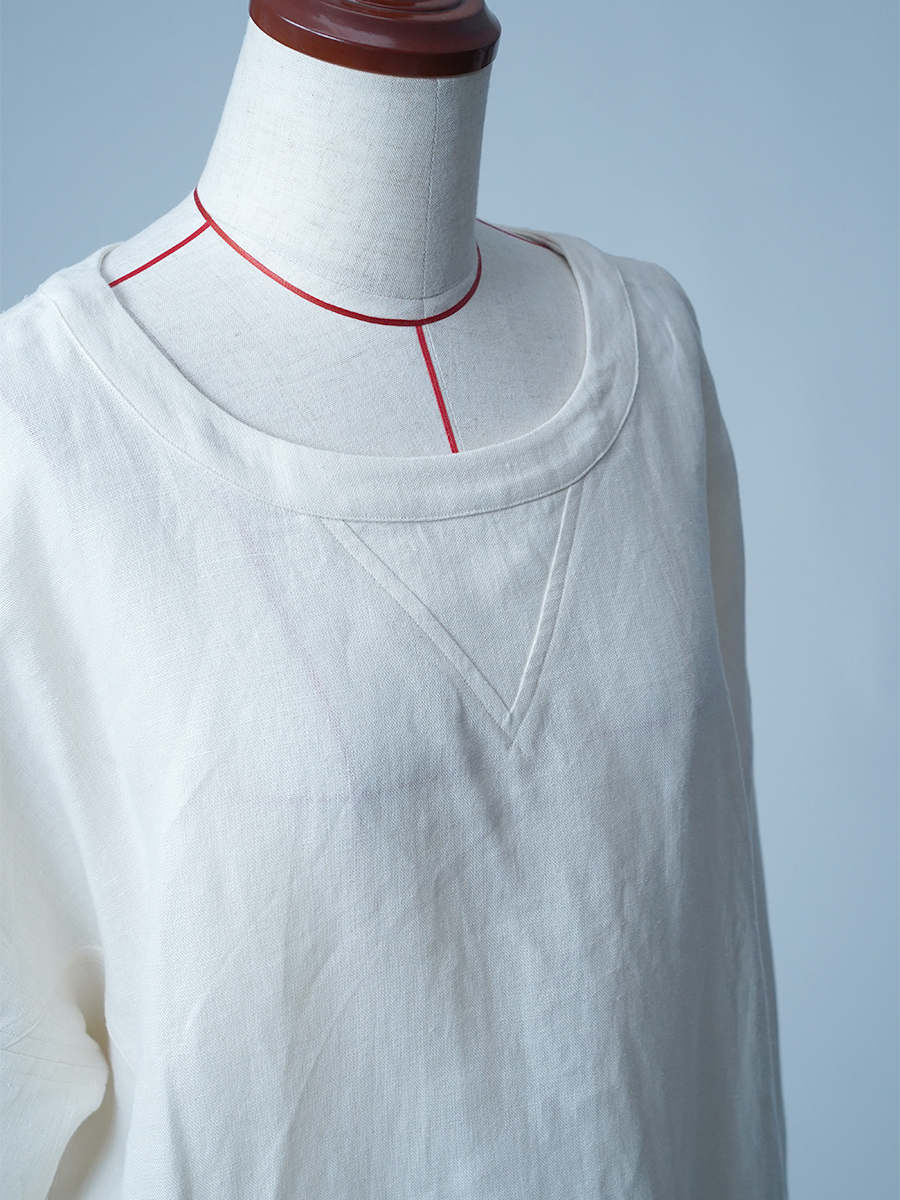 【見本品/Lサイズ】リネンスウェット リブ付き リネンプルオーバー 長袖トップス / セイロン sample-d0242