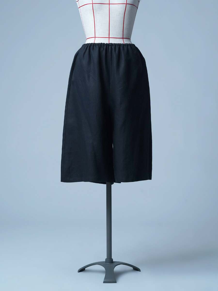 【見本品】プレミアムリネン ひざ丈 ペチコート ペチパンツ / ランプブラック sample-d0267