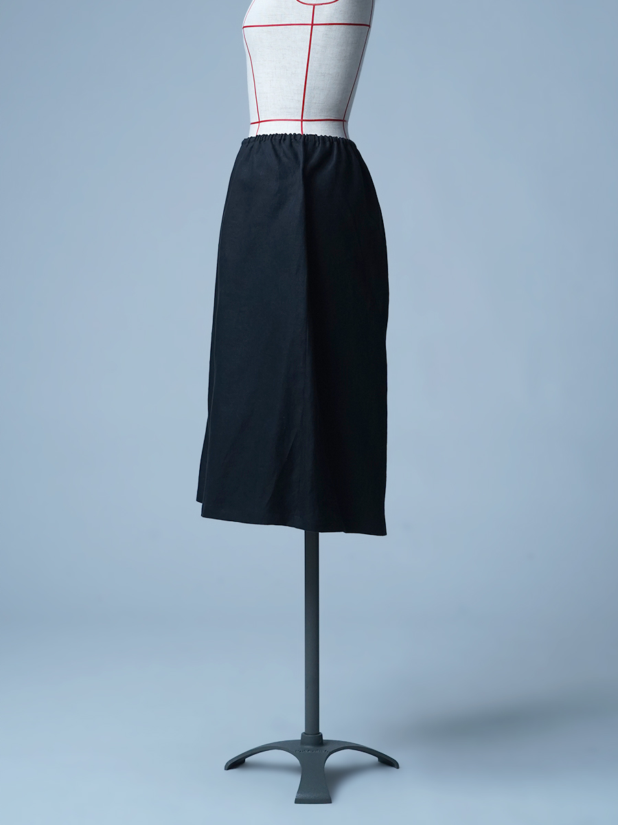 【見本品】プレミアムリネン ひざ丈 ペチコート ペチパンツ / ランプブラック sample-d0267