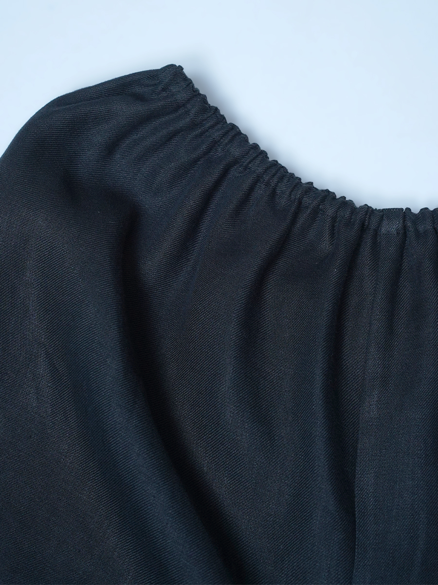 【見本品】プレミアムリネン ひざ丈 ペチコート ペチパンツ / ランプブラック sample-d0267