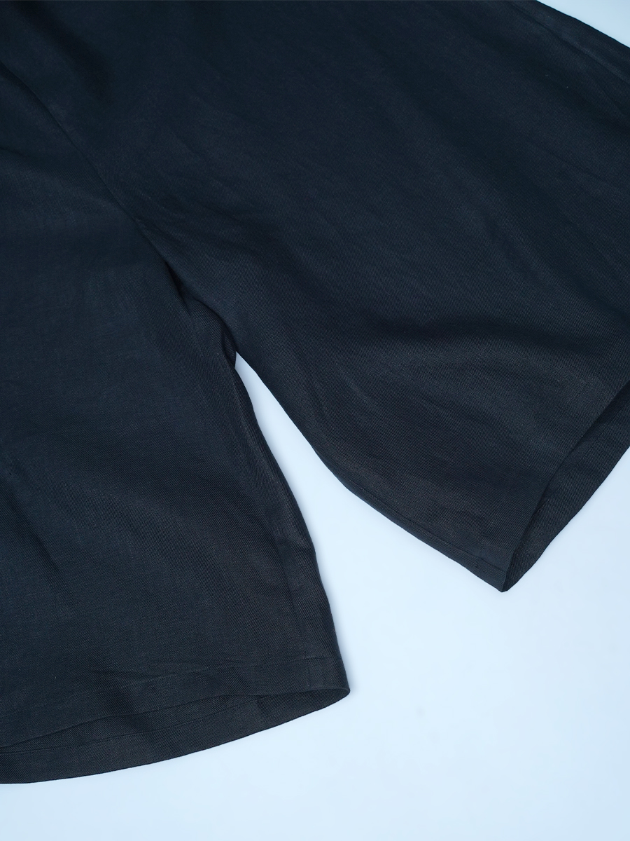 【見本品】プレミアムリネン ひざ丈 ペチコート ペチパンツ / ランプブラック sample-d0267