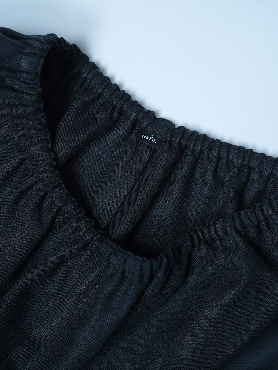 【見本品】プレミアムリネン ひざ丈 ペチコート ペチパンツ / ランプブラック sample-d0267