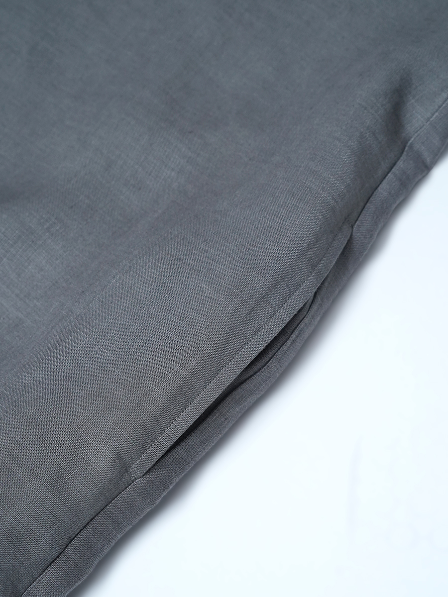 【見本品】リネンワンピース 裾変形スリット入り ロングワンピース / 鈍色(にびいろ) sample-d0282