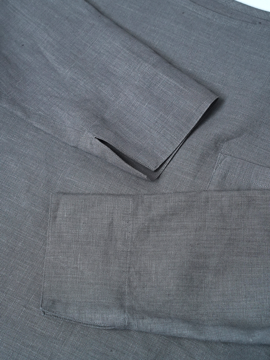 【見本品】リネンワンピース 裾変形スリット入り ロングワンピース / 鈍色(にびいろ) sample-d0282