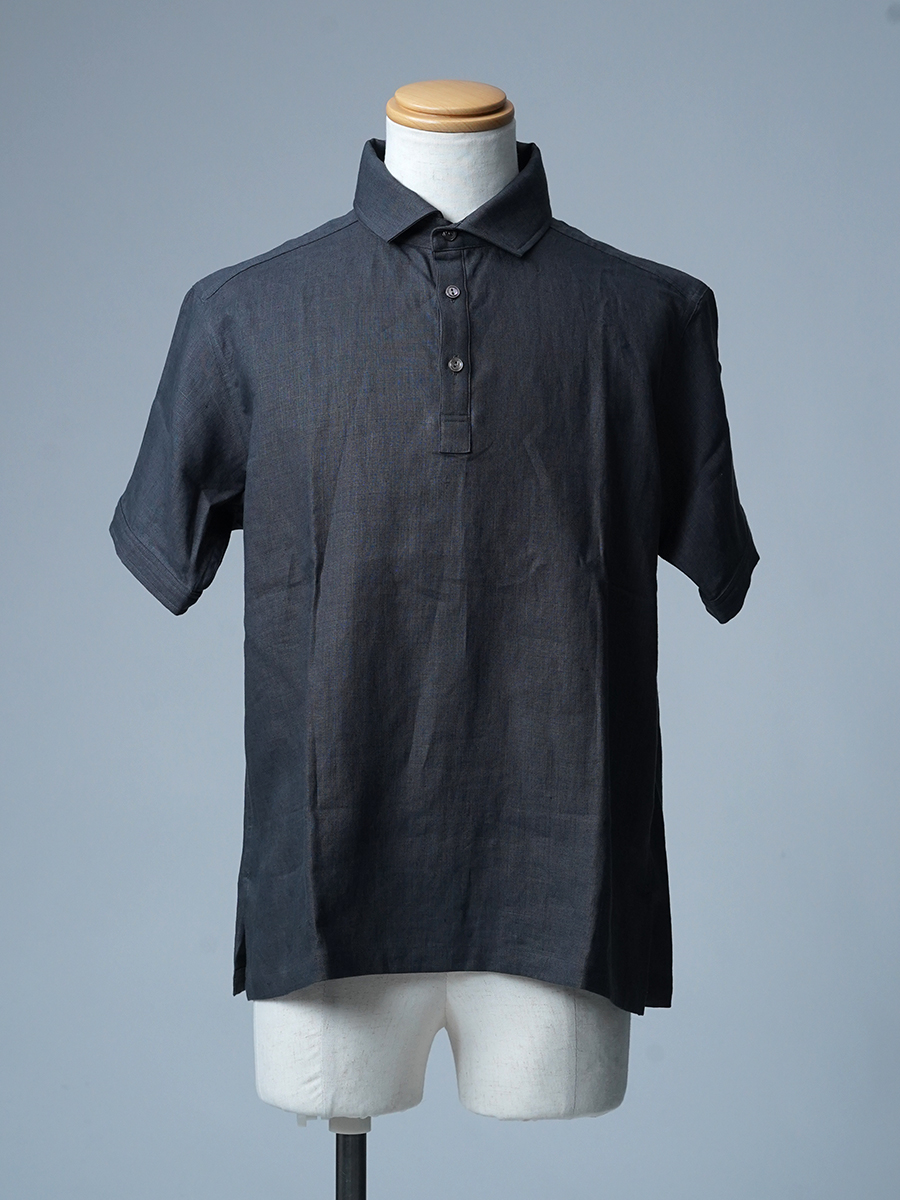 【見本品/Mサイズ】リネンポロシャツ 半袖 シャツ / グリーフラネル sample-d0283