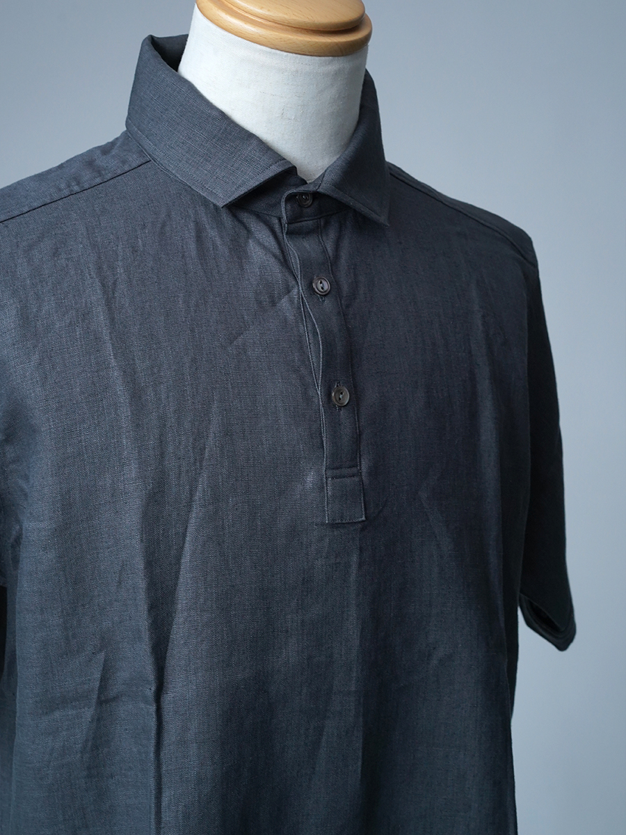 【見本品/Mサイズ】リネンポロシャツ 半袖 シャツ / グリーフラネル sample-d0283