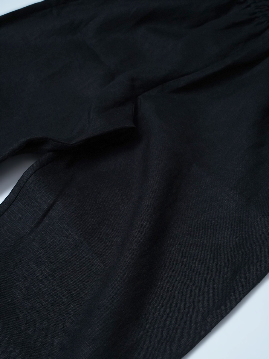 【見本品/Sサイズ】リネンペチパンツ 裾レース パンツ / ブラック sample-d286