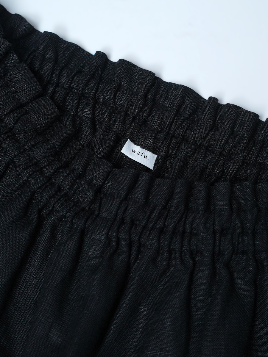 【見本品/Sサイズ】リネンペチパンツ 裾レース パンツ / ブラック sample-d286