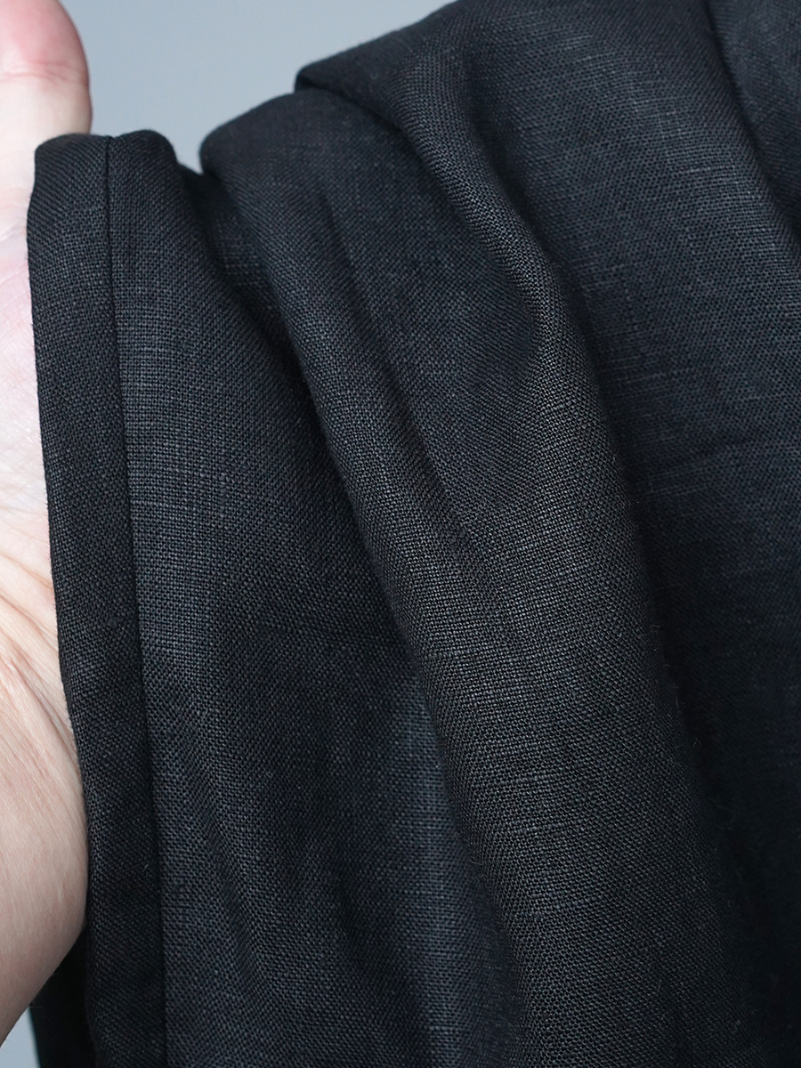【見本品/Sサイズ】リネンペチパンツ 裾レース パンツ / ブラック sample-d286