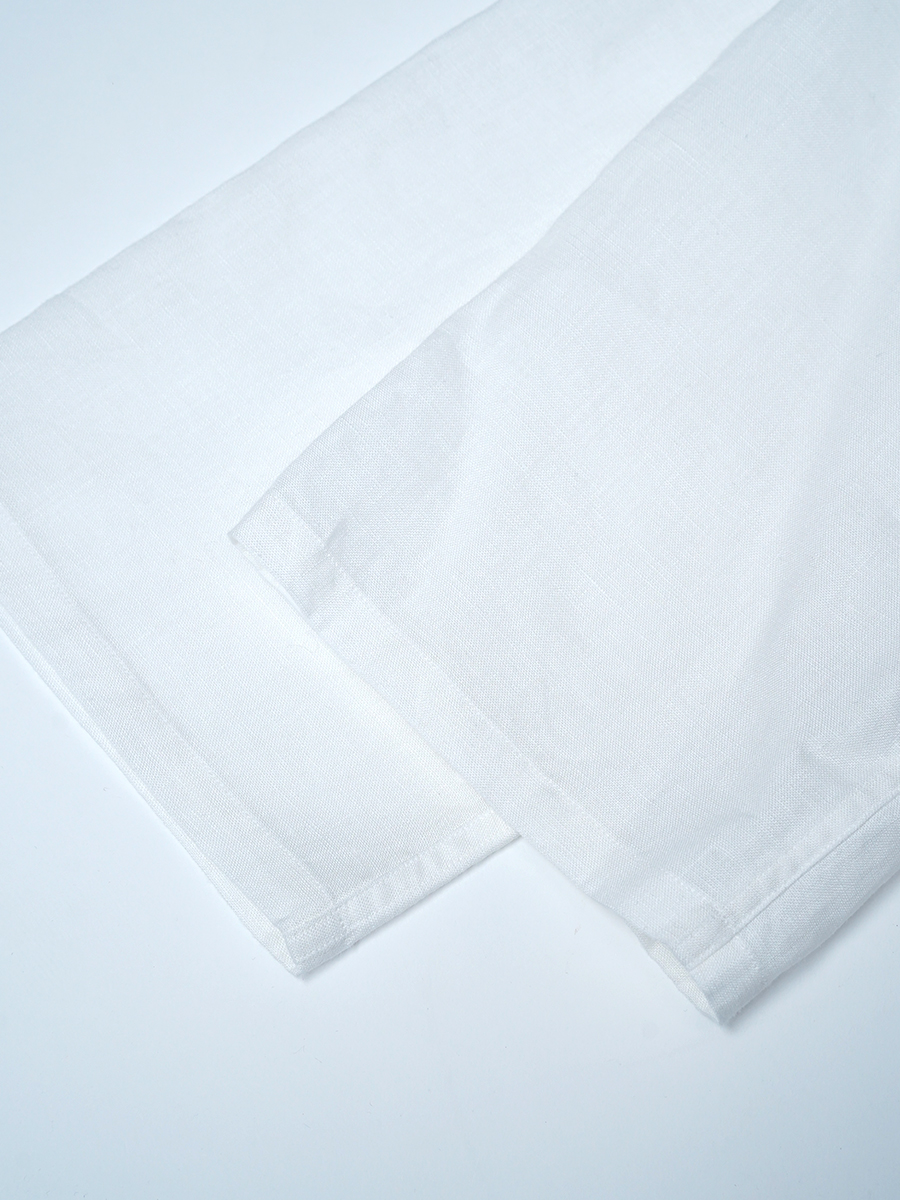 【見本品/Lサイズ】リネンシャツ ヘンリーネック 7分袖 / 白色 sample-d287