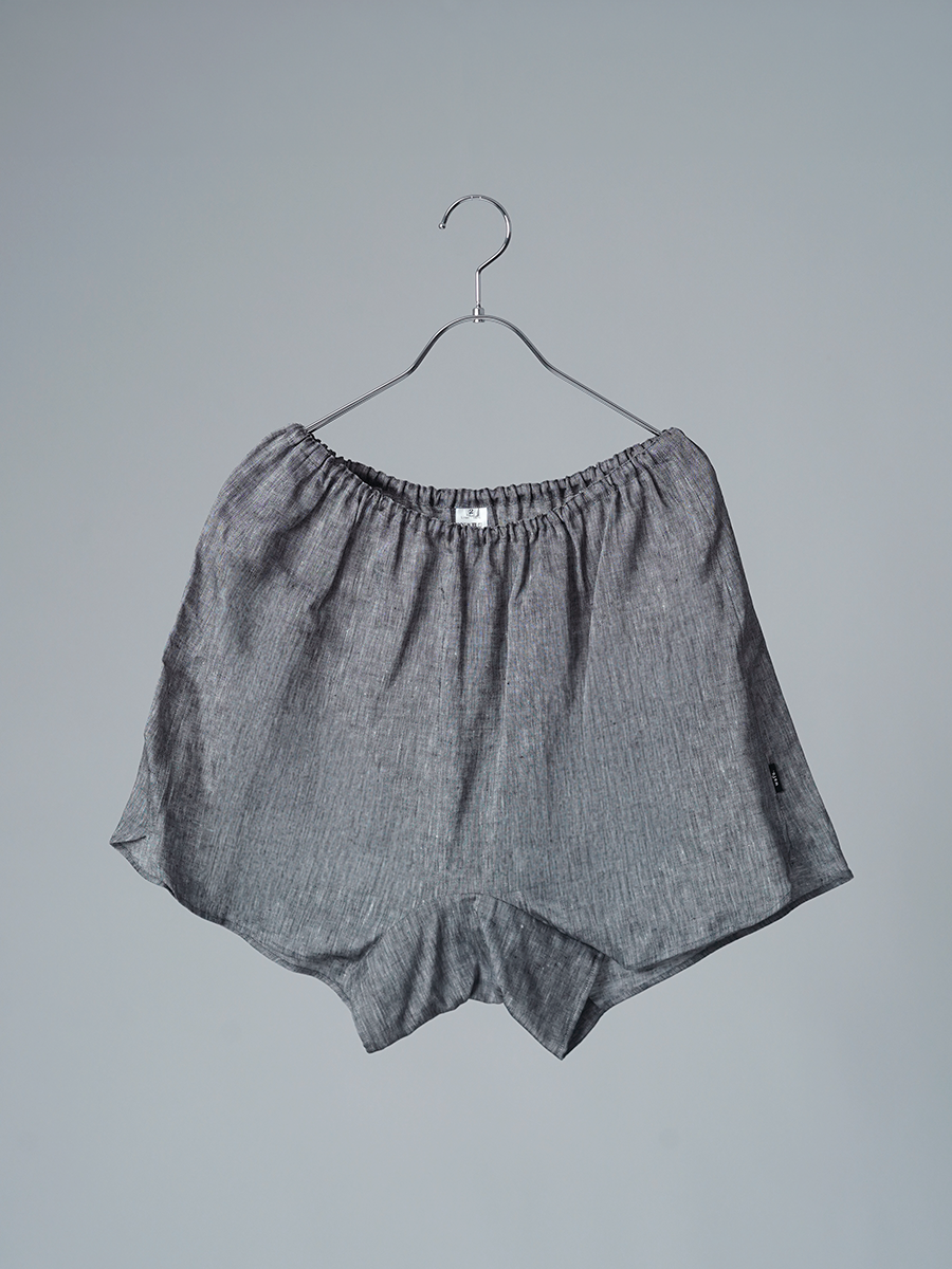 【見本品/Lサイズ】リネントランクス リネンシャンブレー 女性用トランクス / チャコール sample-d0358