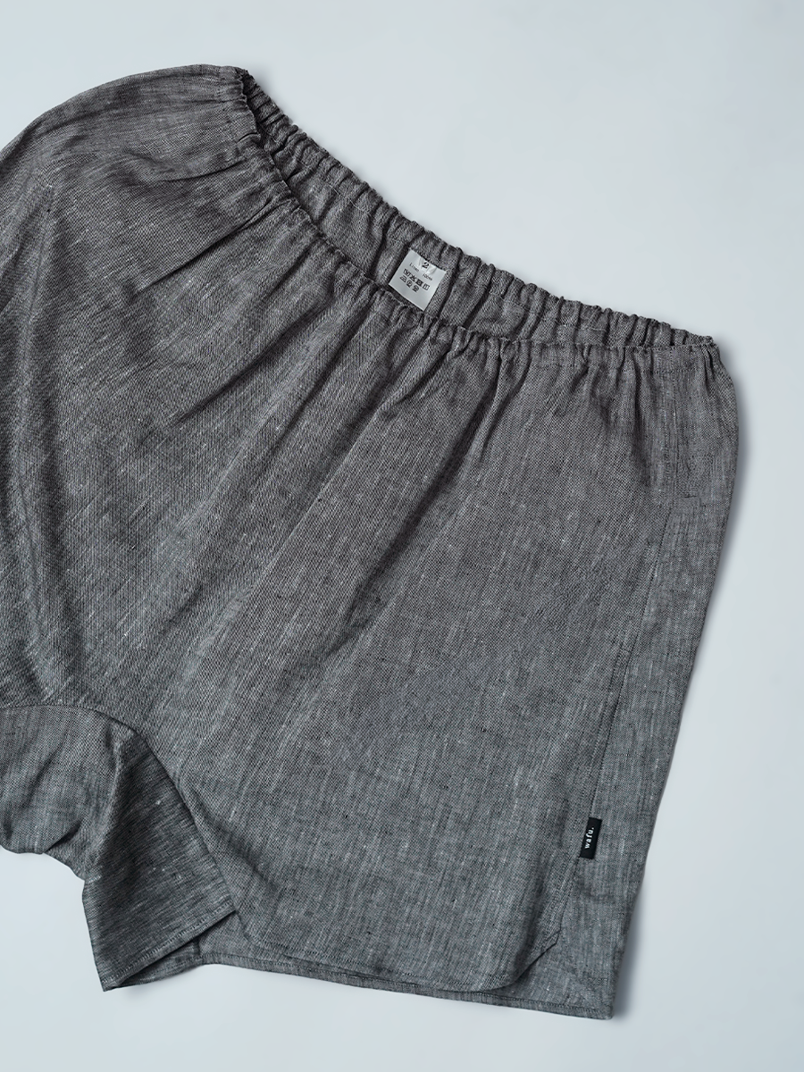 【見本品/Lサイズ】リネントランクス リネンシャンブレー 女性用トランクス / チャコール sample-d0358