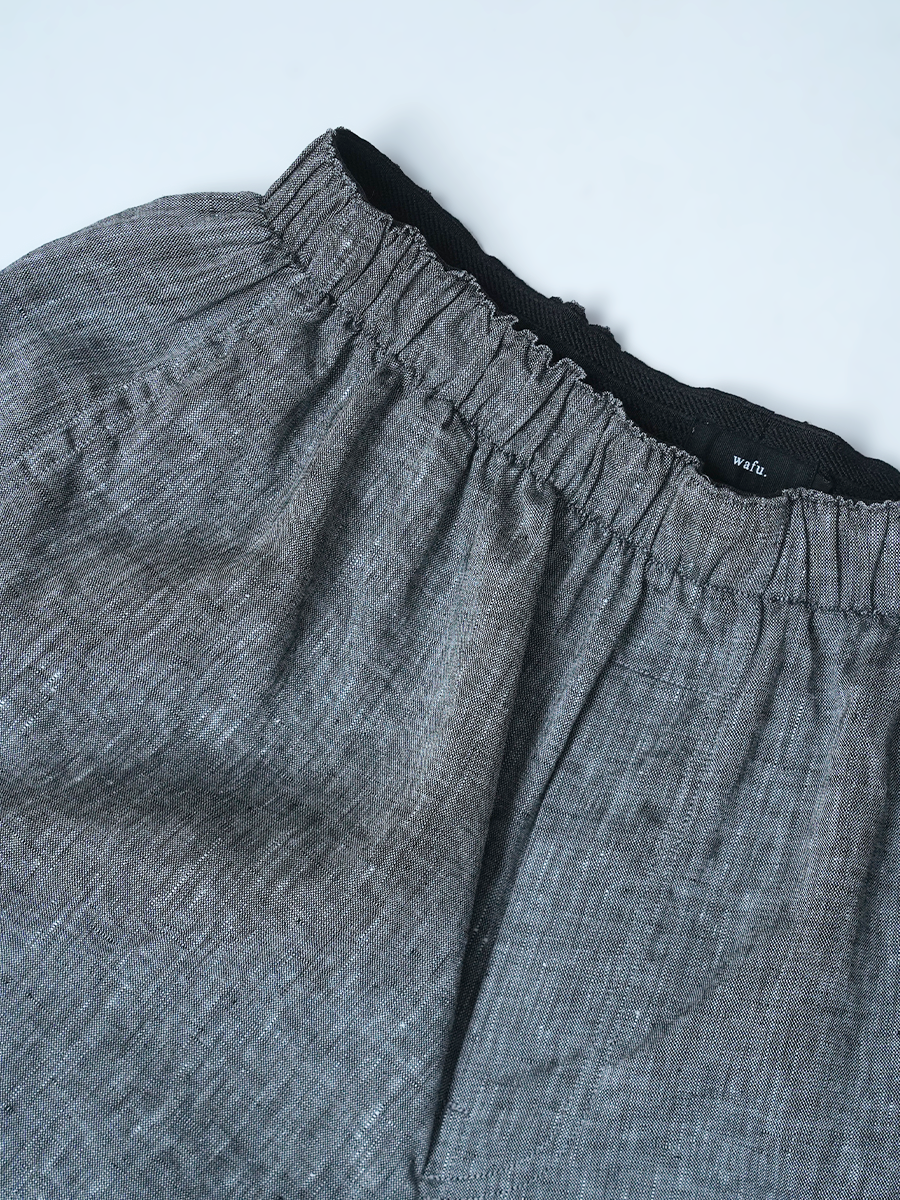 【見本品/Mサイズ】リネントランクス リネンシャンブレー トランクス / チャコール sample-d0394