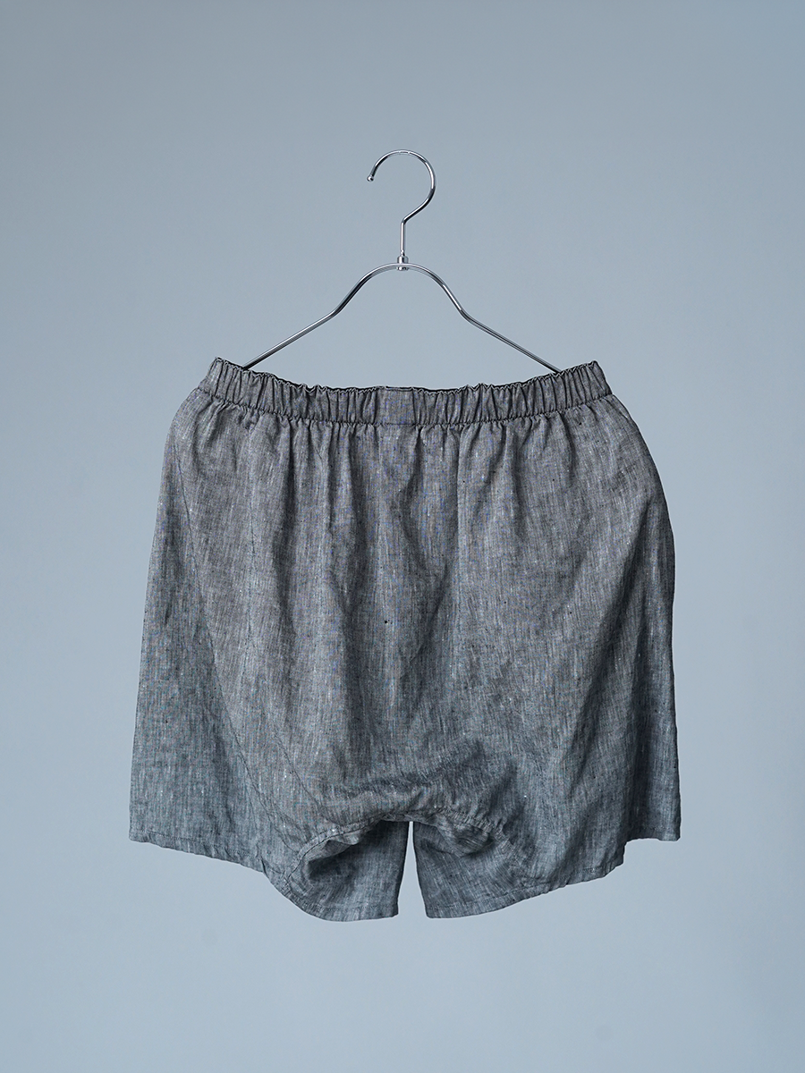 【見本品/Mサイズ】リネントランクス リネンシャンブレー トランクス / チャコール sample-d0395