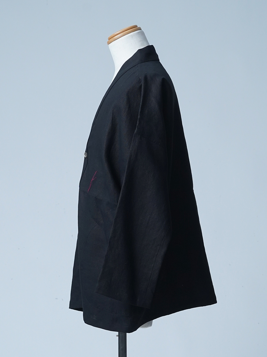 【訳あり見本品】リネンカーディガン Vネックカーディガン 羽織り / ブラック sample-d0407