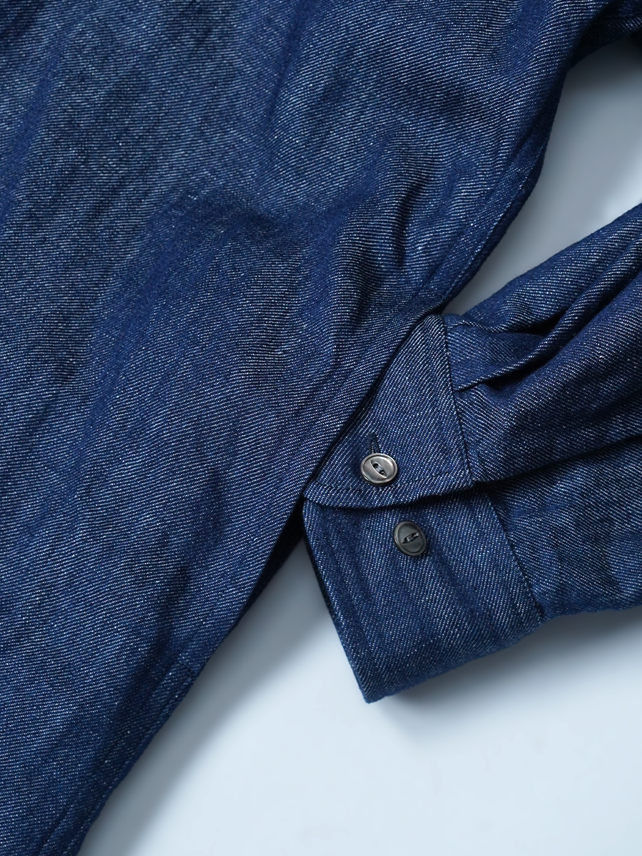 【見本品】リネンシャツ 薄リネンデニム ビックシャツ / インディゴ sample-d0417