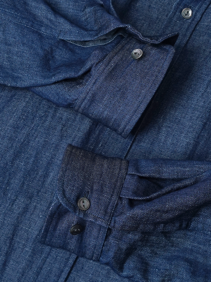 【見本品】リネンシャツ 薄リネンデニム ビックシャツ / インディゴ sample-d0417