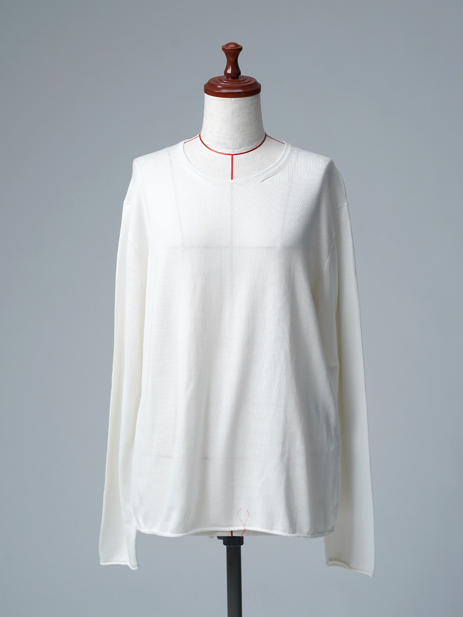 【訳あり見本品/Lサイズ】カシミヤ70%×シルク30% カシミヤシルク インナーセーター クルーネック / 生成り sample-d0451